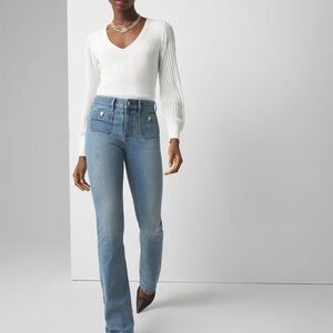 High-rise Patch Pocket Bootcut Jean, Size 6 Long, WHBM